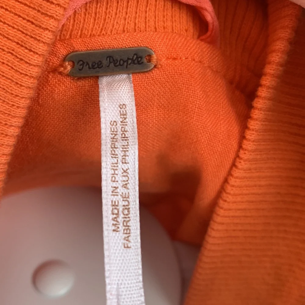 Free people linen blend‎ ruched orange bomber. Worn once - Picture 7 of 8